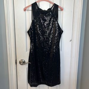 Black sequin cocktail dress